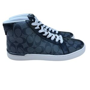 COACH Clip High Top Charcoal & Black Men's Sneaker Size 10D Logo Leather